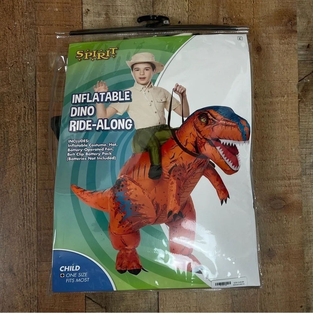 NEW Spirit Inflatable Dino Ride-Along Kids One Size Costume Dinosaur - Picture 1 of 5